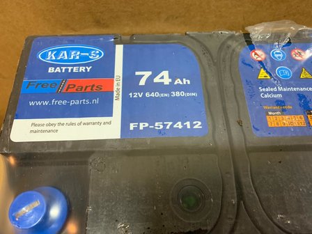 KAR S AUTO ACCU 12 VOLT 74 AH TYPE FP 57412 Nieuw 