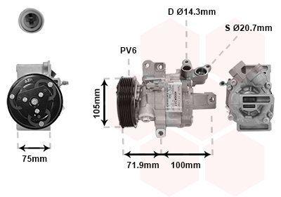 Toyota Aygo Peugeot Citro&euml;n Airco pomp compressor Nieuw 6453RJ