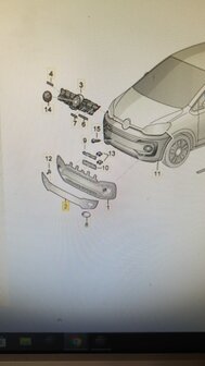 VW up facelift luchtzeef 1S0853665AF