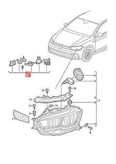 VW Polo 2G 22+ Links voor Koplamp reparatie set 2G0941225A