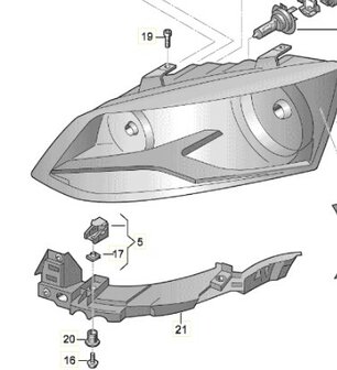 Polo 6R 6C 2G Bevestiging voor koplamp 6R0941511