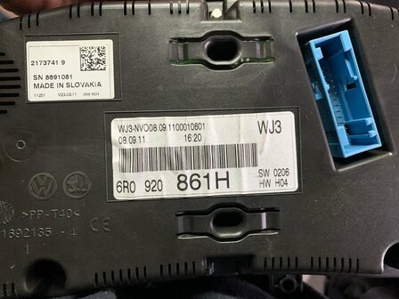 Polo 6R Contactslot en sleutel compleet km teller 6R0905851B