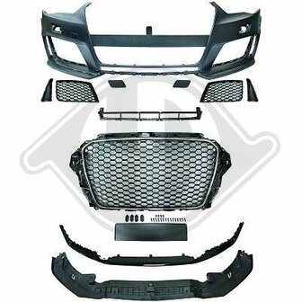 Geschikt voor A3 8V RS3 Optik Voorbumper compleet 2012 2016