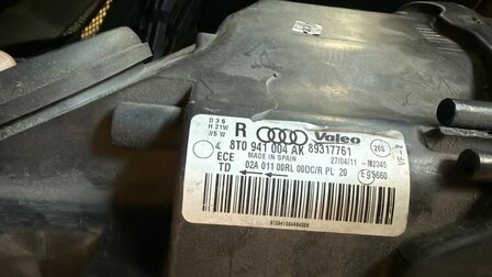 A5 8T XENON LED KOPLAMP RECHTS ORIGINEEL 8T0941004AK