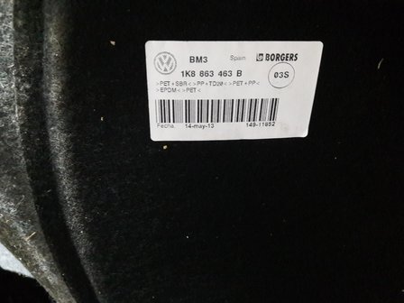 VW Scirocco Bagageruimte koffer Mat 1K8863463B