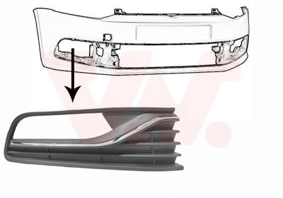 VW Polo 6C Bumpergrill Onder Rechts met mistlampgat crome