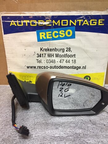 VW Polo 2G Spiegel Buitenspiegel Inklapbare side Rechts zwart