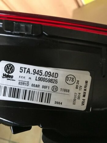 Touran 5TA Klep Achterlicht Rechts 5TA945094 5TA945094D