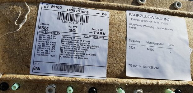 Passat B8 deurpaneel Recht Voor Beige Leer leder Dynaudio