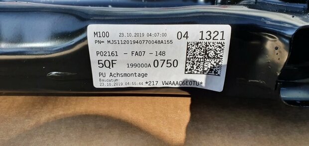 Golf 7 Q2 Subframe aslichaam 3Q0199315D 5WA199315F