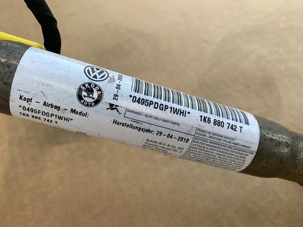 Golf 5 6 Dakairbag 2 deurs uitvoering rechts 1K6880742T