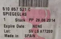 Golf Sportsvan spiegelglas spiegel glas Links 510857521C